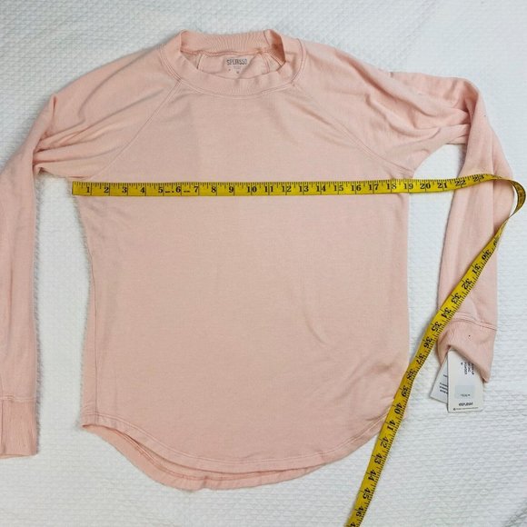 NWT Splits59 Womens Medium Comfy Cozy Sweatshirt Top Pink Curved Hem $108 - Picture 8 of 8